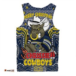 North Queensland Cowboys Christmas Custom Men Singlet - Christmas Knit Patterns Vintage Jersey Ugly Men Singlet