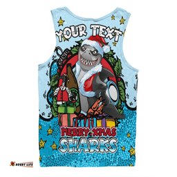 Cronulla-Sutherland Sharks Christmas Custom Men Singlet - Merry Christmas Our Beloved Team With Aboriginal Dot Art Pattern Men Singlet