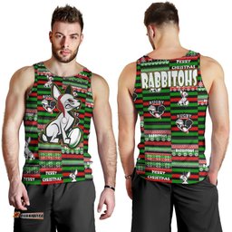 South Sydney Rabbitohs Men Tank Top - South Sydney Rabbitohs Merry Christmas Random Square Pattern Men Tank Top