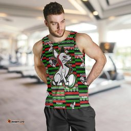 South Sydney Rabbitohs Men Tank Top - South Sydney Rabbitohs Merry Christmas Random Square Pattern Men Tank Top