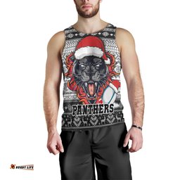 Penrith Panthers Men Tank Top - Penrith Panthers Mascot Knitted Christmas Patterns Men Tank Top