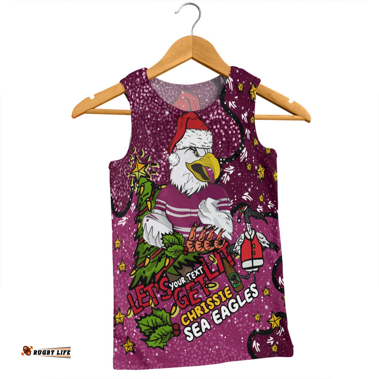 Manly Warringah Sea Eagles Christmas Custom Men Singlet - Let's Get Lit Chrisse Pressie Men Singlet