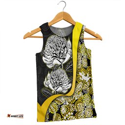 Australia  Warratah Goanna Aboriginal Men Singlet - Waratah Flowers With Yellow Lizards, Stones, Sand Dot Art Painting Inspired Men Singlet