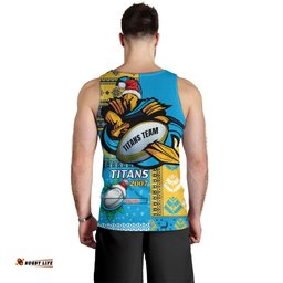 Gold Coast Titans Men Tank Top - Christmas Snowflakes Gold Coast Titans Mascot Men Tank Top