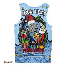 New South Wales Cockroaches Christmas Custom Men Singlet - Merry Christmas Our Beloved Team With Aboriginal Dot Art Pattern Men Singlet