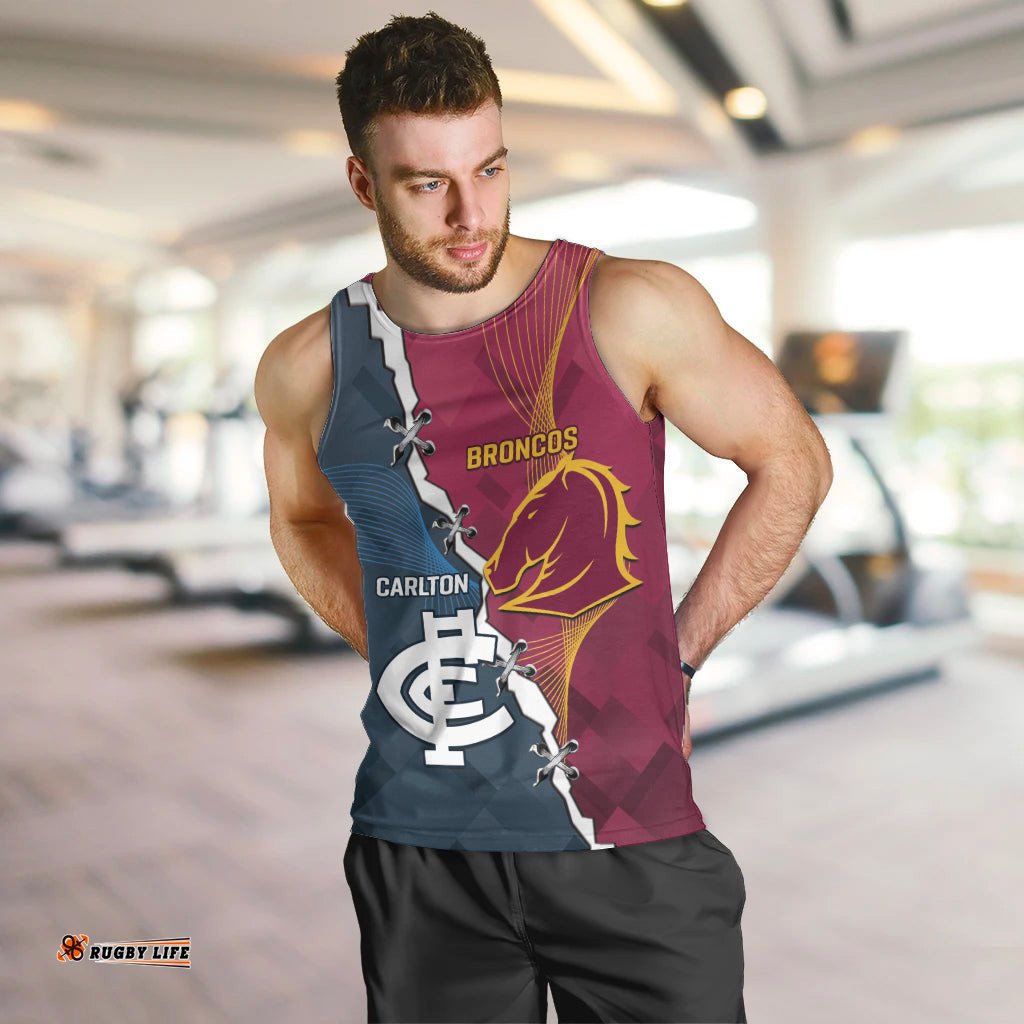 Personalised Broncos Rugby And Carlton Football Men Tank Top Sporty Version
