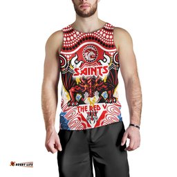 St. George Illawarra Dragons Indigenous Custom Men Tank Top - The RED V With Indigenous Culture Tank Top