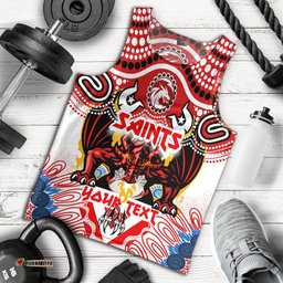 St. George Illawarra Dragons Indigenous Custom Men Tank Top - The RED V With Indigenous Culture Tank Top