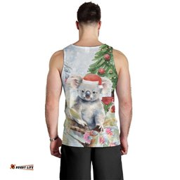 Australia Christmas Men Tank Top Koala Santa With Eucalyptus - Watercolor