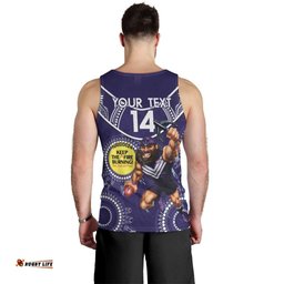 Custom AFL Dockers NAIDOC Week Men Tank Top Keep The Fire Burning Indigenous Art