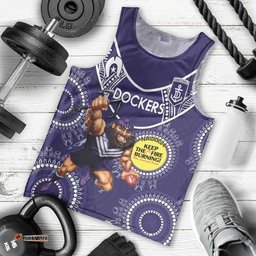 Custom AFL Dockers NAIDOC Week Men Tank Top Keep The Fire Burning Indigenous Art