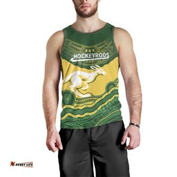 Custom Australia Hockeyroos Men Tank Top Aussie Kangaroo Indigenous Art