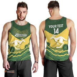 Custom Australia Hockeyroos Men Tank Top Aussie Kangaroo Indigenous Art