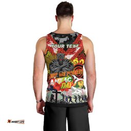 Personalised Panthers ANZAC Day Men Tank Top Aboriginal Rising Sun