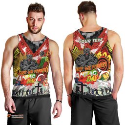 Personalised Panthers ANZAC Day Men Tank Top Aboriginal Rising Sun