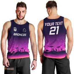 Custom NRL Broncos Men Tank Top The Starry Night Indigenous Aboriginal