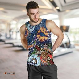 Custom NAIDOC Week 2024 Adelaide Crows Men Tank Top Australia Aboriginal Dot Painting