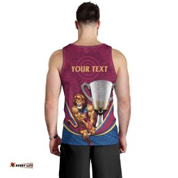 Personalised AFL Brisbane Lions Men Tank Top 2024 We Are The Champions - Trophy Style