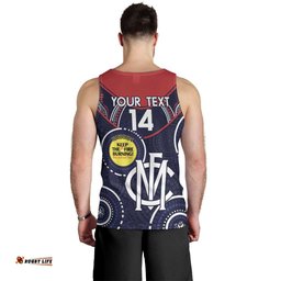 Custom AFL Demons NAIDOC Week Men Tank Top Keep The Fire Burning Indigenous Art