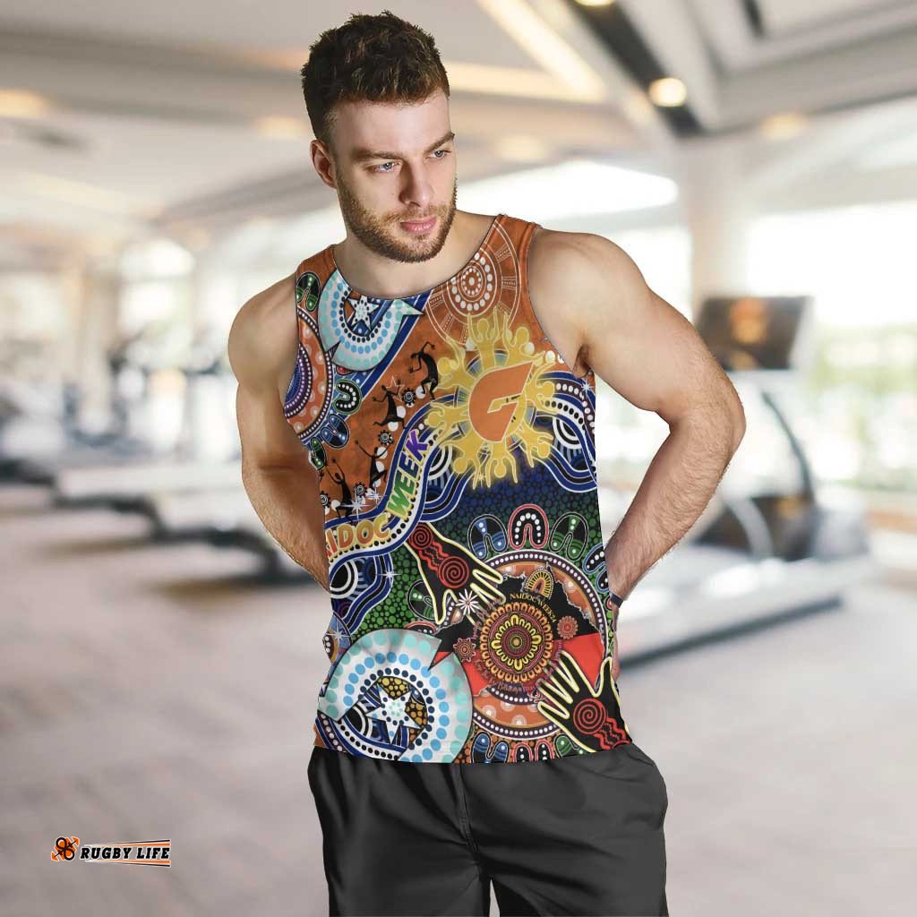 Custom NAIDOC Week 2024 GWS Giants Men Tank Top Australia Aboriginal Dot Painting