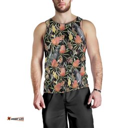 Australia Black Cockatoo And Banksia Flowers Men Tank Top