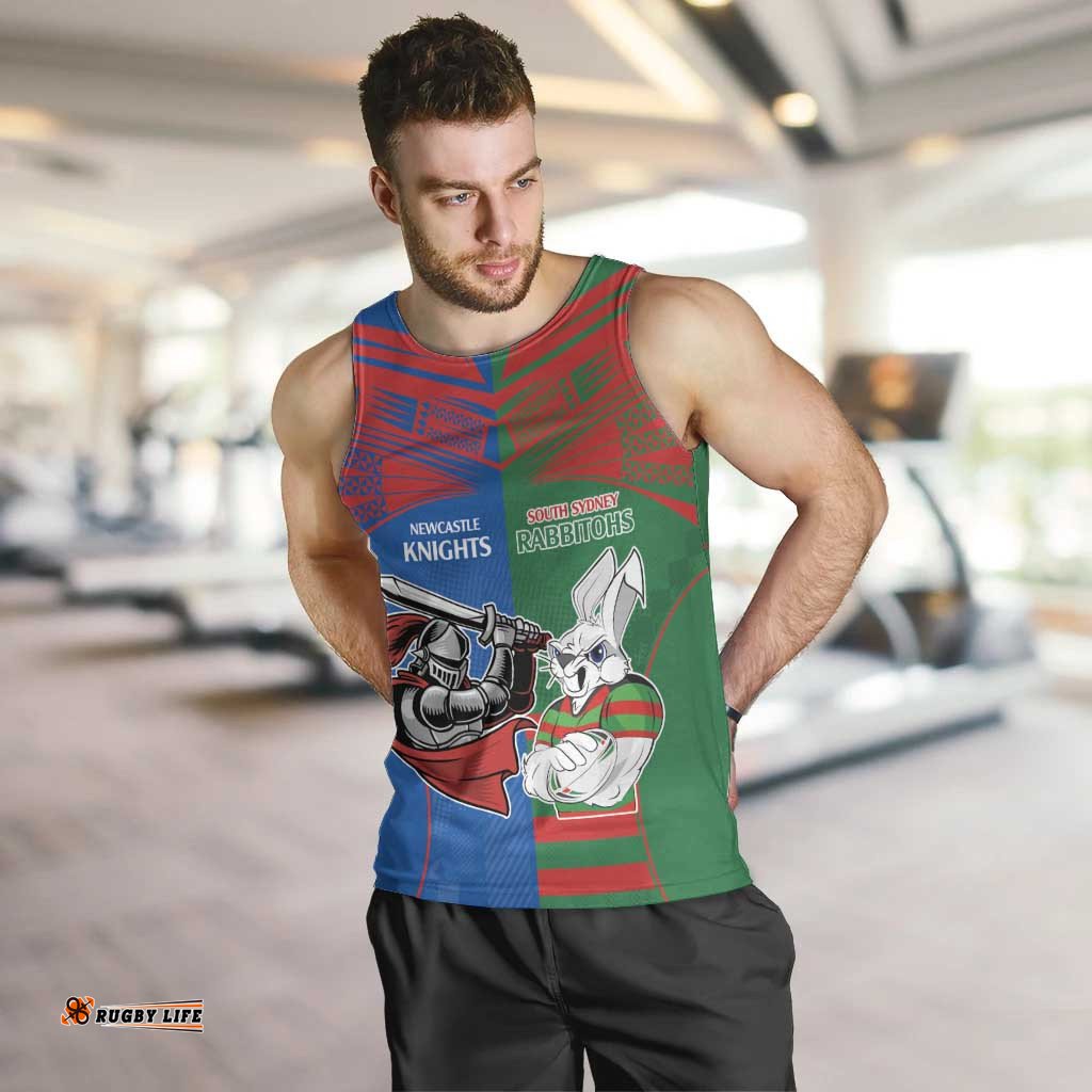 Custom Knights and Rabbitohs Mascot Together Men Tank Top