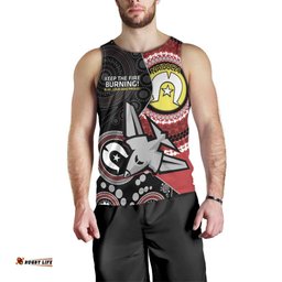 Custom AFL Essendon NAIDOC Week Men Tank Top Keep The Fire Burning Indigenous Art