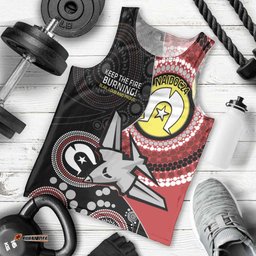 Custom AFL Essendon NAIDOC Week Men Tank Top Keep The Fire Burning Indigenous Art
