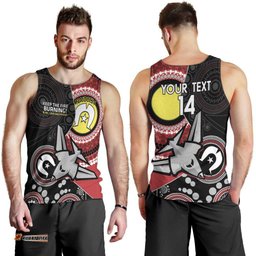 Custom AFL Essendon NAIDOC Week Men Tank Top Keep The Fire Burning Indigenous Art