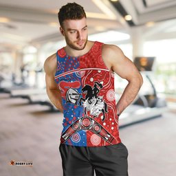 NRL Knights and Dragons Together Men Tank Top Boomerang Indigenous Dots