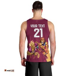 Custom Brisbane Broncos and Lions Men Tank Top Together Sporty Style