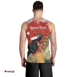 Personalised Palm Cockatoo Australia Christmas Men Tank Top Merry Chrissie - Banksia Flowers