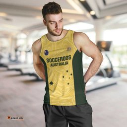 Custom Australia Socceroos Men Tank Top Go Aussie Marble Pattern Sporty Style