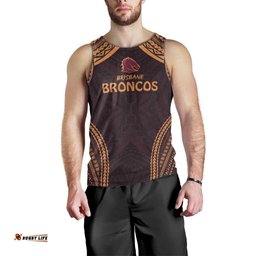 Custom Broncos Rugby Men Tank Top With Polynesian Style