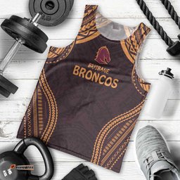 Custom Broncos Rugby Men Tank Top With Polynesian Style