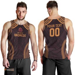 Custom Broncos Rugby Men Tank Top With Polynesian Style