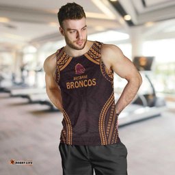Custom Broncos Rugby Men Tank Top With Polynesian Style