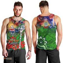 Personalised New Zealand Warriors ANZAC Men Tank Top Scratch Style