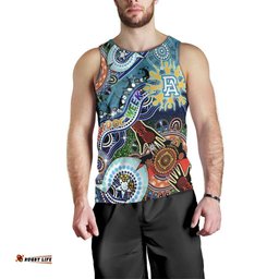 Custom NAIDOC Week 2024 Port Adelaide Power Men Tank Top Australia Aboriginal Dot Painting