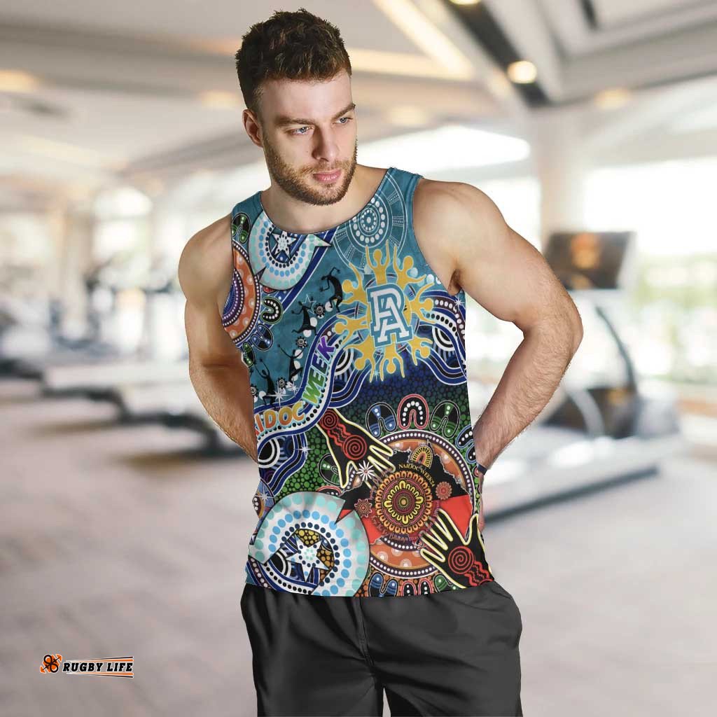 Custom NAIDOC Week 2024 Port Adelaide Power Men Tank Top Australia Aboriginal Dot Painting