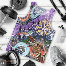 Custom NAIDOC Week 2024 Fremantle Dockers Freo Men Tank Top Australia Aboriginal Dot Painting