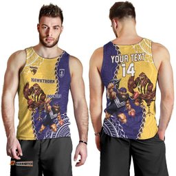 Custom Dockers And Hawks Football Men Tank Top Aboriginal Mix Polynesian Pattern
