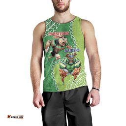 Personalised Rabbitohs And Raiders Rugby Men Tank Top Aboriginal Mix Polynesian Pattern