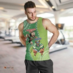 Personalised Rabbitohs And Raiders Rugby Men Tank Top Aboriginal Mix Polynesian Pattern