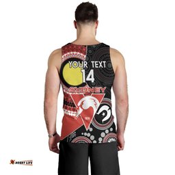 Custom AFL Swans NAIDOC Week Men Tank Top Keep The Fire Burning Indigenous Art