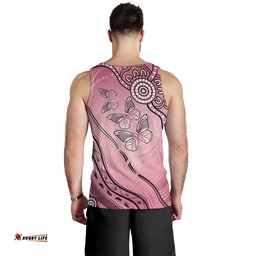 Pink Aboriginal Butterfly Ribbon Cancer Men Tank Top