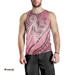 Pink Aboriginal Butterfly Ribbon Cancer Men Tank Top