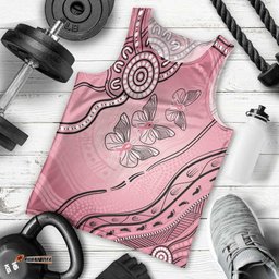 Pink Aboriginal Butterfly Ribbon Cancer Men Tank Top