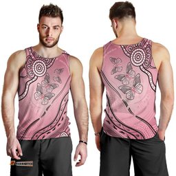 Pink Aboriginal Butterfly Ribbon Cancer Men Tank Top