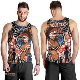 Dad and Son Footprint Father's Day Personalised Men Tank Top Australian Aboriginal Art